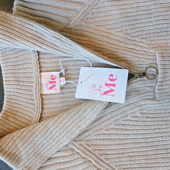 So Me Taupe Half Zip Ribbed Sweater - Picture 7 of 8
